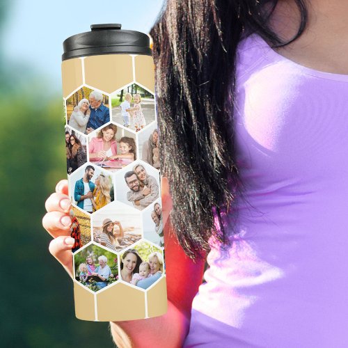 Photo Collage Geometric Hexagon 28 Picture Tall Thermal Tumbler