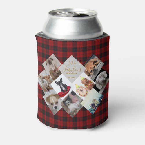 Photo Collage Gift _ Buffalo Plaid Theme _Add Text Can Cooler