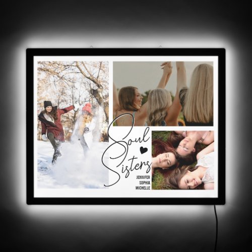 Photo Collage Gift For Friends Soul Sisters Heart LED Sign