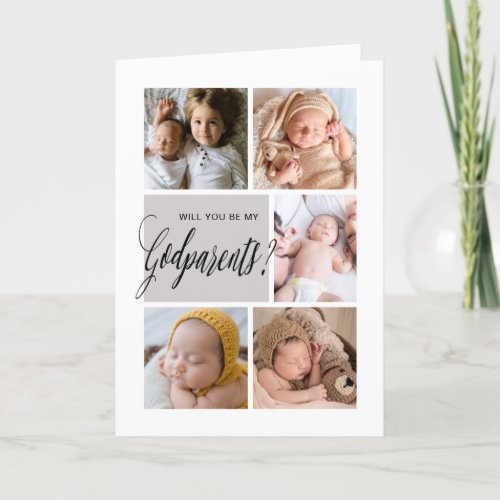 Photo Collage Godparents Proposal Card