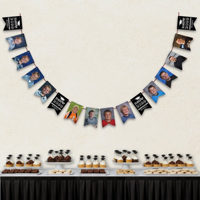 Photo Collage Graduation CLASS OF Black Bunting Flags (Creator Uploaded)