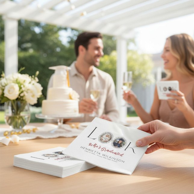 Photo Collage Graduation Elegant Script  Napkins (Creator Uploaded)