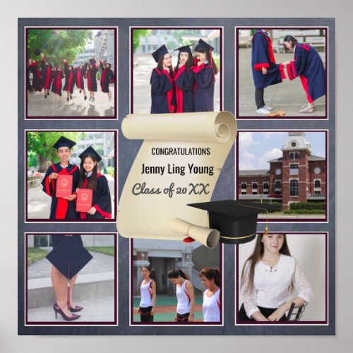 Photo Collage Graduation Keepsake Instagram Named Poster