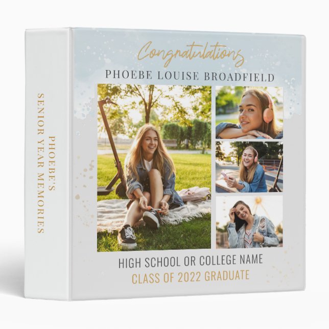 Photo Collage Graduation Memories Class of 2022 3 Ring Binder (Front/Spine)