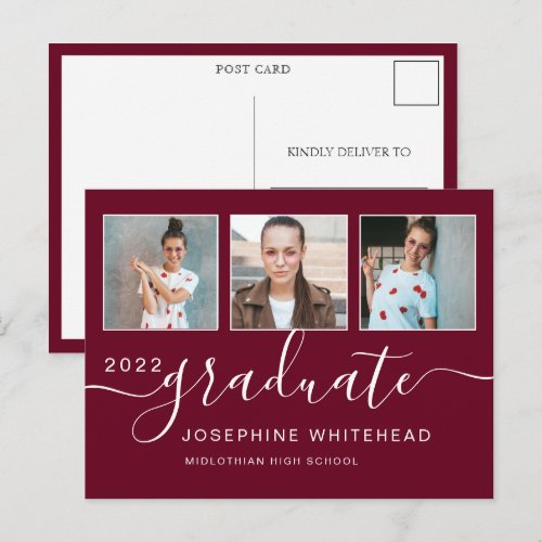 Photo Collage Graduation Minimal Burgundy