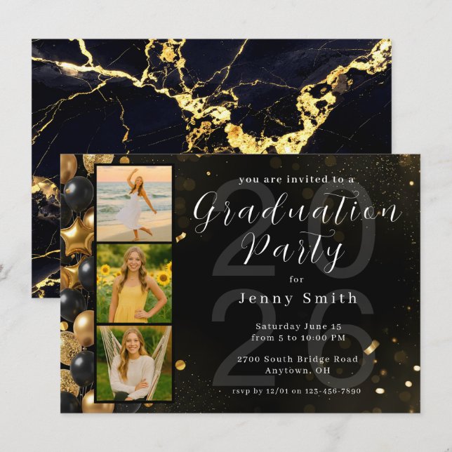 Photo Collage Graduation Party Invitation (Front/Back)