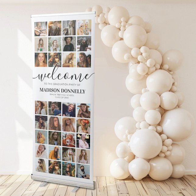 Photo Collage Graduation Party Retractable Banner (Creator Uploaded)
