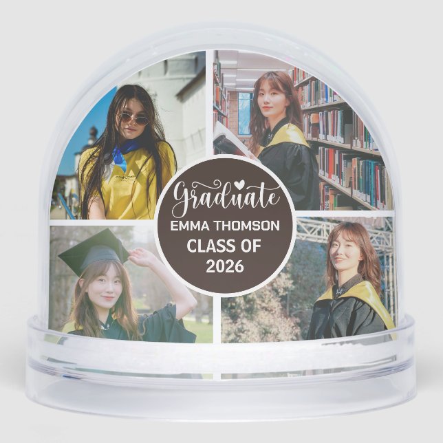  photo Collage Graduation Script Quote Graduate Snow Globe (Front)