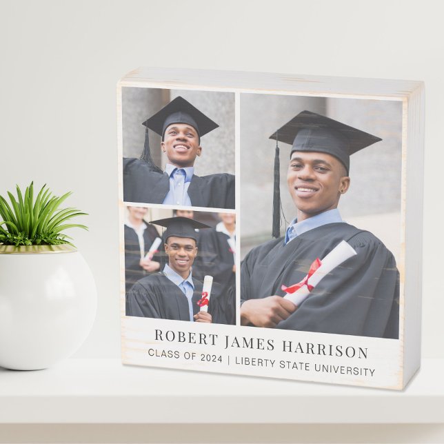 Photo Collage Graduation Wooden Box Sign (Creator Uploaded)