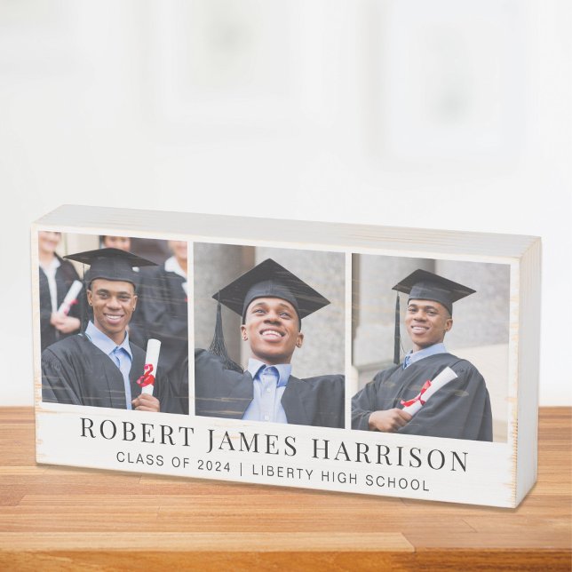 Photo Collage Graduation Wooden Box Sign (Creator Uploaded)