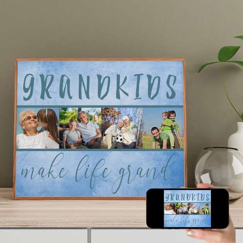 Photo Collage _ Grandkids Make Life Grand Blue Poster
