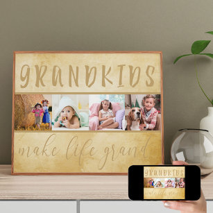 Photo Collage - Grandkids Make Life Grand Rustic Poster
