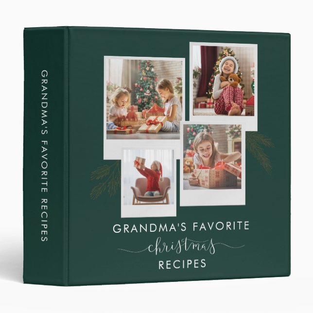 Photo Collage Grandma Christmas Recipes 3 Ring Binder (Front/Spine)