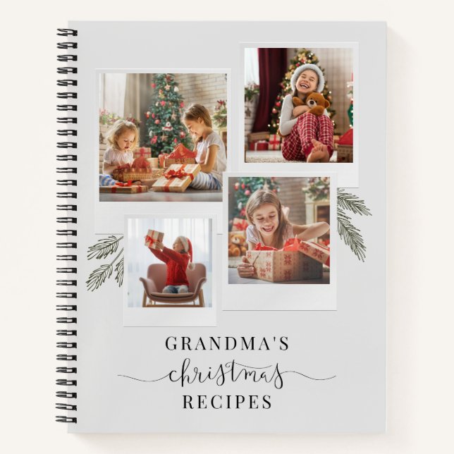 Photo Collage Grandma Christmas Recipes Notebook (Front)