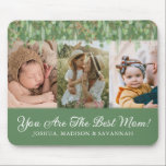 Photo Collage Green and Gold Best Mom Mouse Pad<br><div class="desc">Cute Photo Collage for Mom Mouse Pad with botanical elements in green and gold. Add the kid's names to the template to make a perfect personalized gift for mom on mother's day. To further edit the position/framing of your photos click the "Edit using Design Tool" button under the Personalize this...</div>