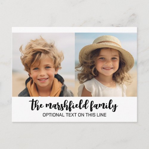 Photo Collage Grid - Text On Bottom - White Postcard