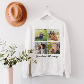 Photo Collage Grid With Your  Custom Text Sweatshirt by FancyShmancyPrints at Zazzle