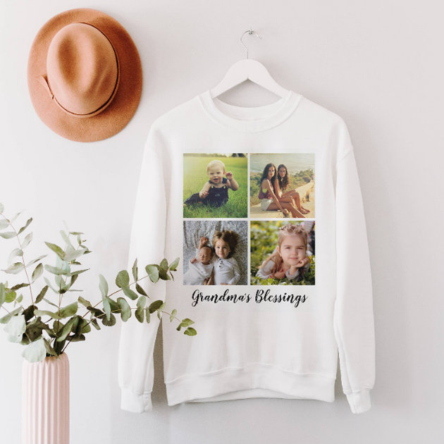 Photo Collage Grid with your Custom Text Sweatshirt Zazzle