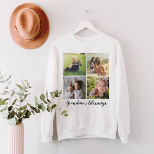 Photo Collage Grid with your  Custom Text Sweatshirt