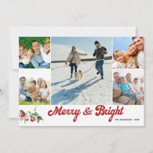 Photo Collage Handwritten Merry And Bright Invitation