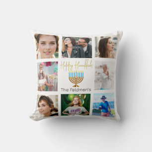 Photo Collage Hanukkah Family Throw Pillow