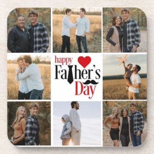 Photo Collage "Happy Father's Day" Hard Plastic Co Beverage Coaster