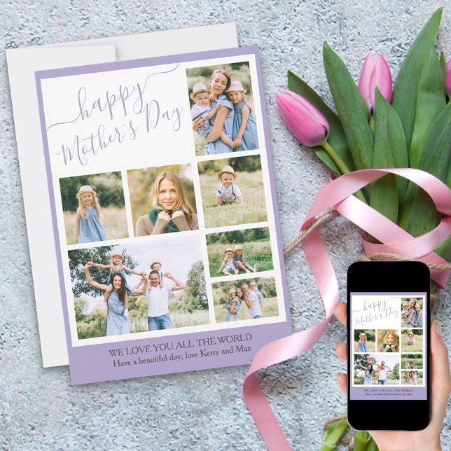 Photo Collage Happy Mother's Day 7 Picture Holiday Card (Creator Uploaded)
