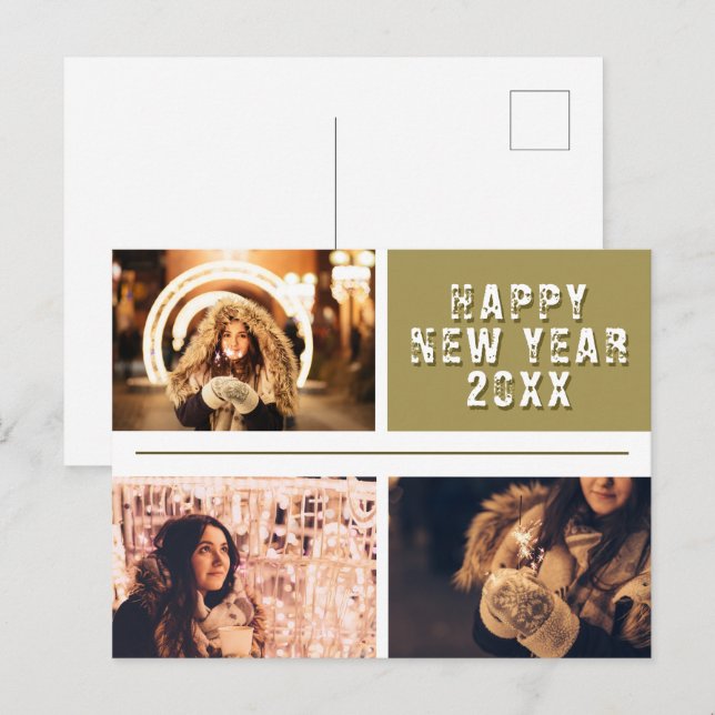 Photo Collage Happy New year 2023 Postcard (Front/Back)
