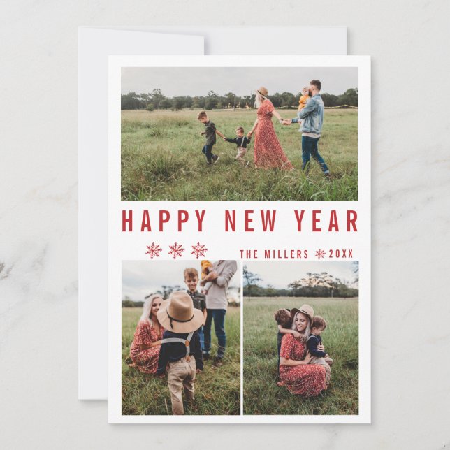 Photo Collage Happy New Year Holiday Cards (Front)