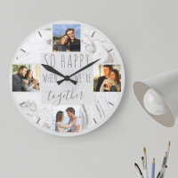 Photo Collage Happy Together Quote Modern Marble
