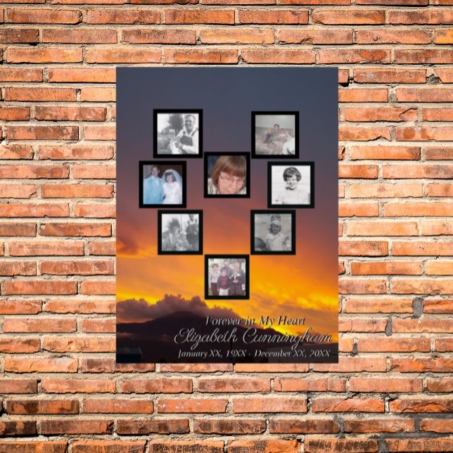Photo Collage Heart Golden Sunset Behind Mountain Foam Board (Creator Uploaded)