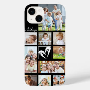 Photo Collage Heart Love Name Custom Color Case-Mate iPhone 14 Case