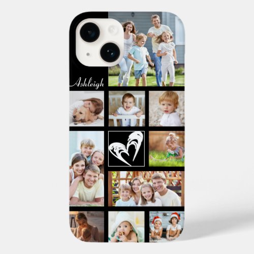 Photo Collage Heart Love Name Custom Color Case_Mate iPhone 14 Case