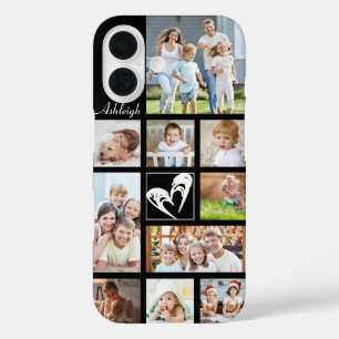 Photo Collage Heart Love Name Custom Color iPhone 16 Case