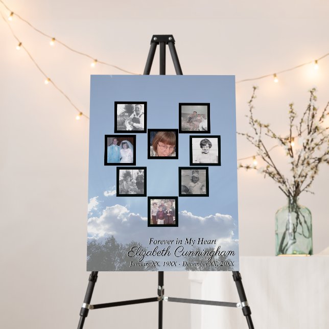 Photo Collage Heart Muted Sun Rays and Clouds   Foam Board (In Situ (Stand))