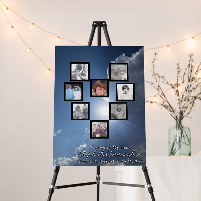 Photo Collage Heart Sun Rays Through Clouds  Foam Board (In Situ (Stand))
