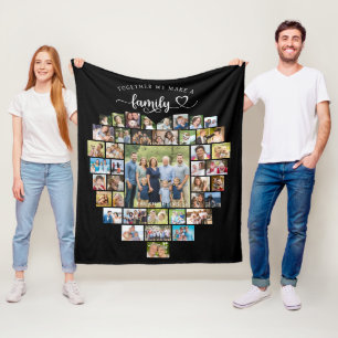 Photo Collage Heart Together We Make A Family Fleece Blanket
