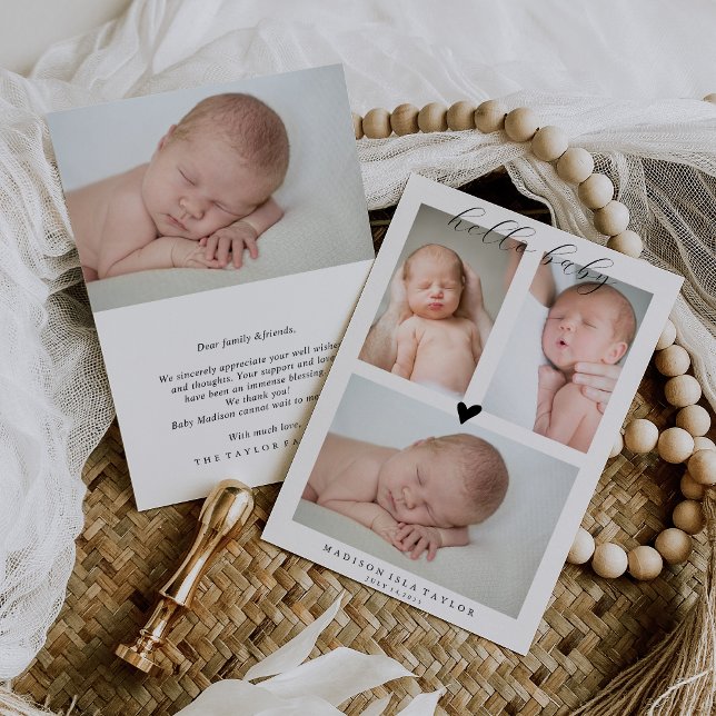 Photo Collage Hello Baby Birth Announcement Card (Creator Uploaded)