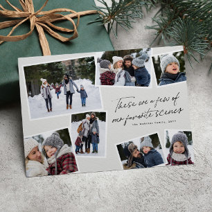 Photo collage highlights modern scrapbook neutral holiday card