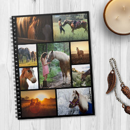 Photo Collage Horse Girl Black Custom Notebook