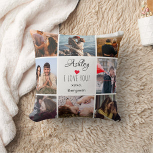 Photo Collage ''I Love You'' Valentine's Day Throw Pillow