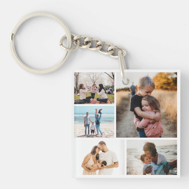 Photo Collage Ideas For Gifts Create 5 Photos Keychain (Front)