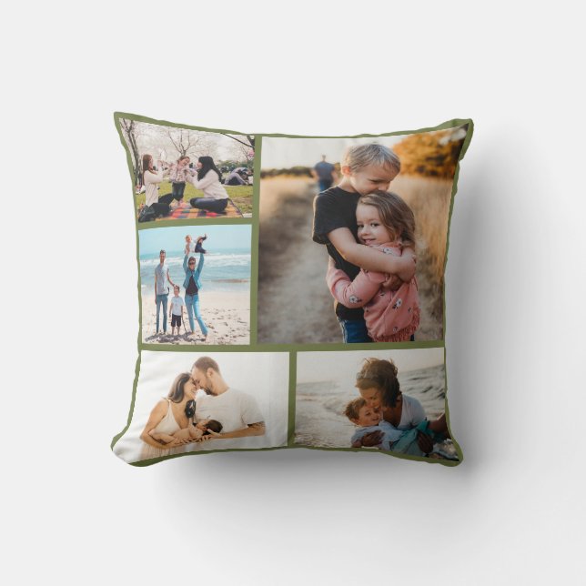 Photo Collage Ideas For Gifts Create 5 Photos Throw Pillow (Front)