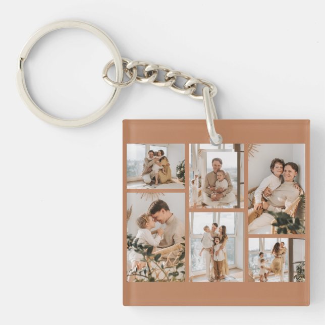 Photo Collage Ideas For Gifts Create 6 Photos Keychain (Front)