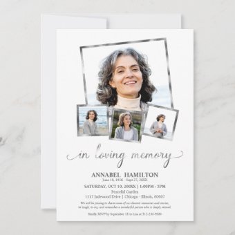 Photo Collage In Loving Memory Celebration of Life Invitation | Zazzle