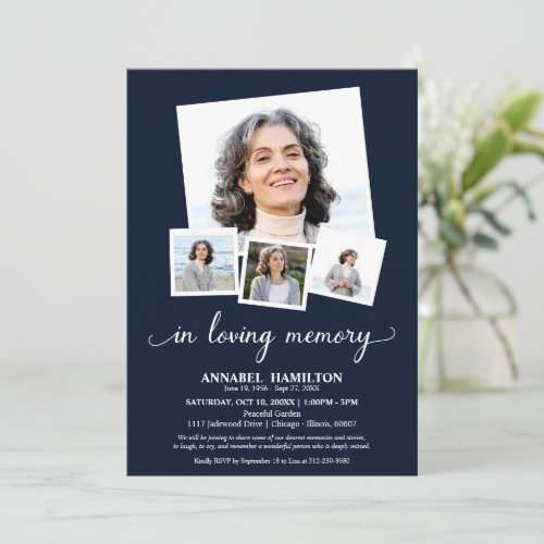 Photo Collage In Loving Memory Celebration of Life Invitation