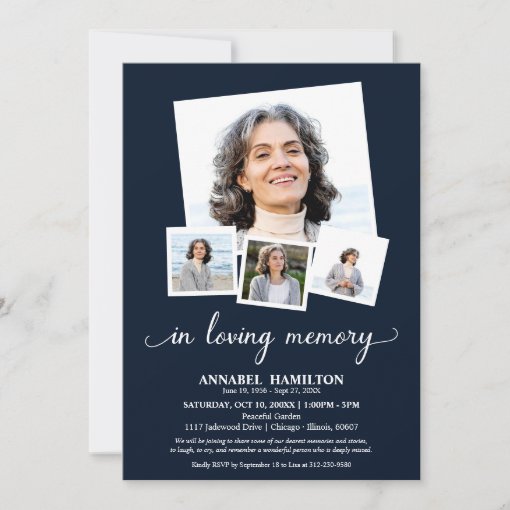 Photo Collage In Loving Memory Celebration of Life Invitation | Zazzle