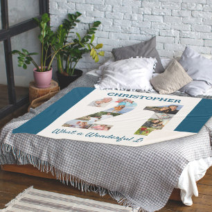 Photo Collage in Number 21 Shape for 21st Birthday Sherpa Blanket