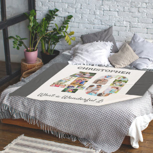 Photo Collage in Number 40 Shape for 40th Birthday Sherpa Blanket