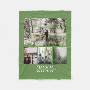 Photo Collage Instagram Name and Year Personalized Fleece Blanket